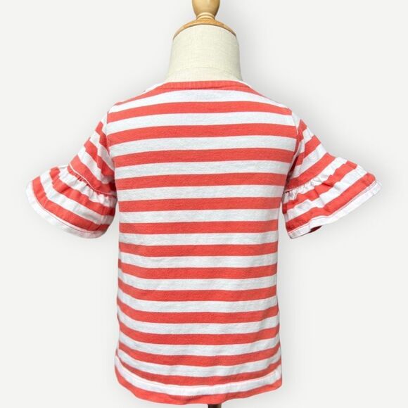 Carter’s Girls Kids Striped Flutter Sleeve Heart Detail T-Shirt Top. 2. 2T. - Picture 3 of 5